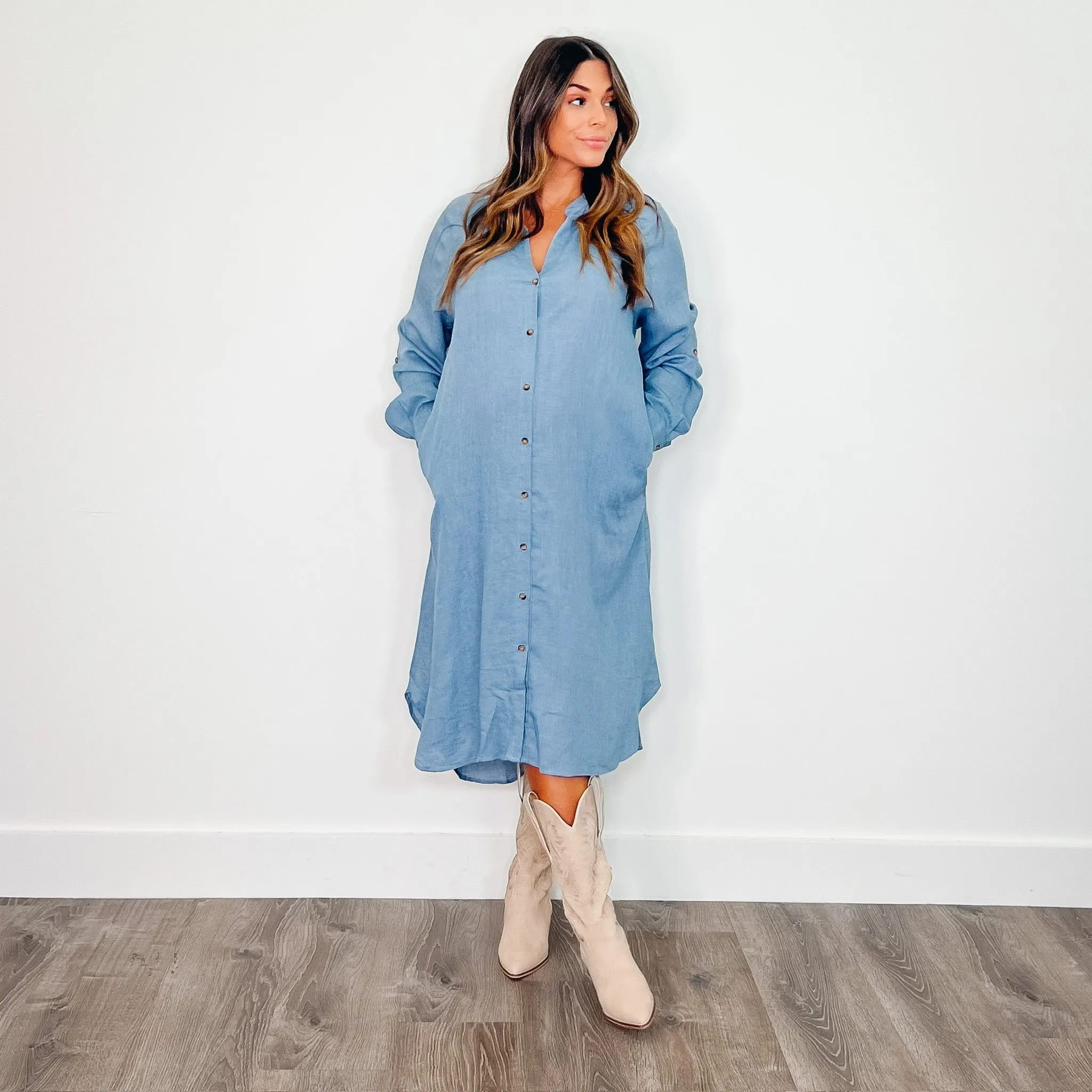 Denim Blue KC Button Down Dress