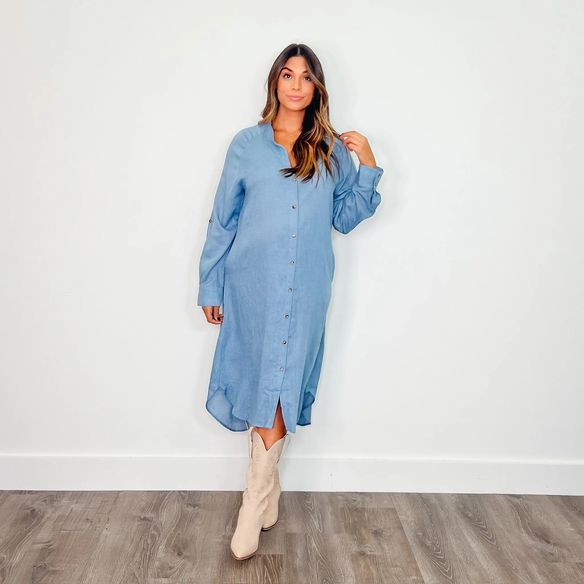 Denim Blue KC Button Down Dress