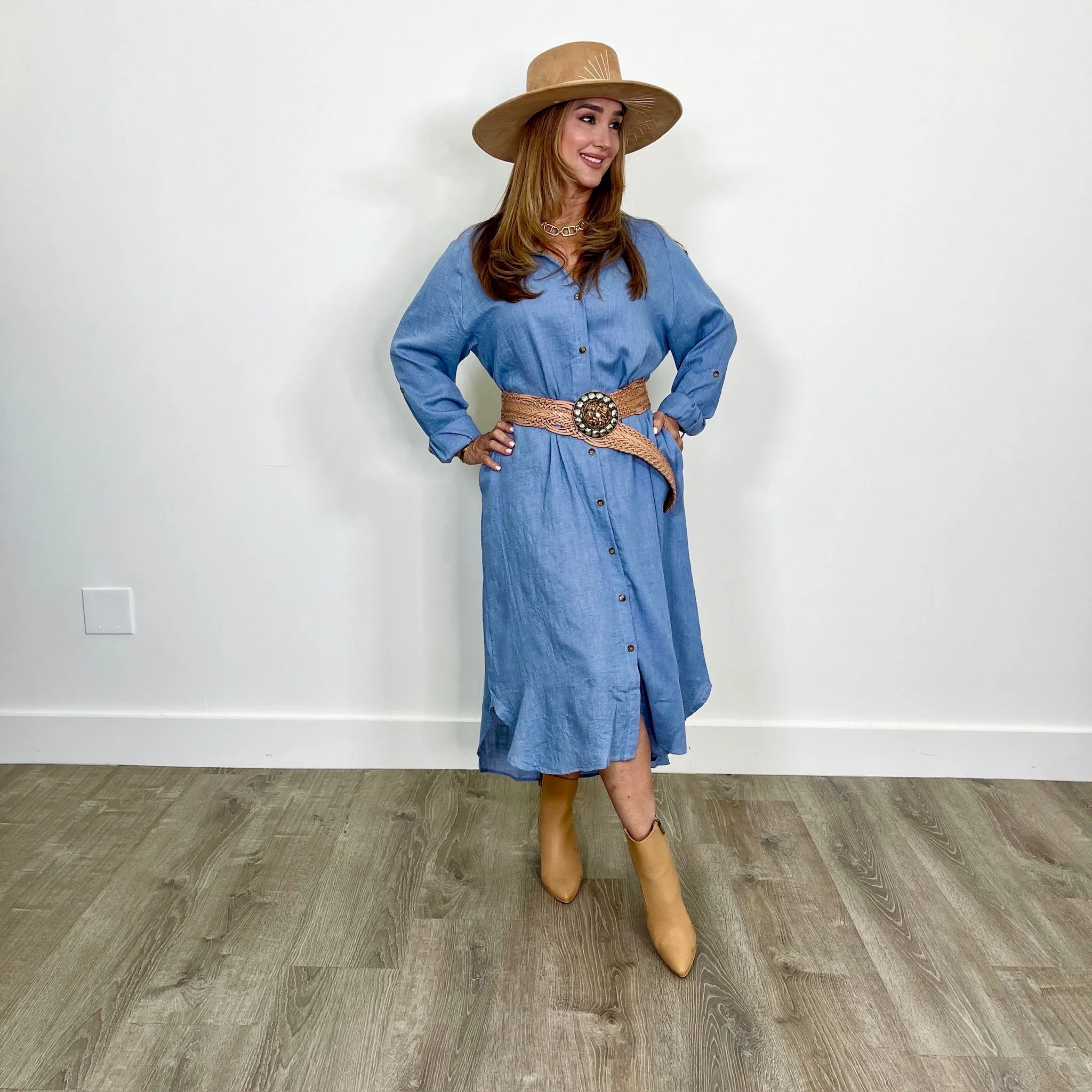 Denim Blue KC Button Down Dress