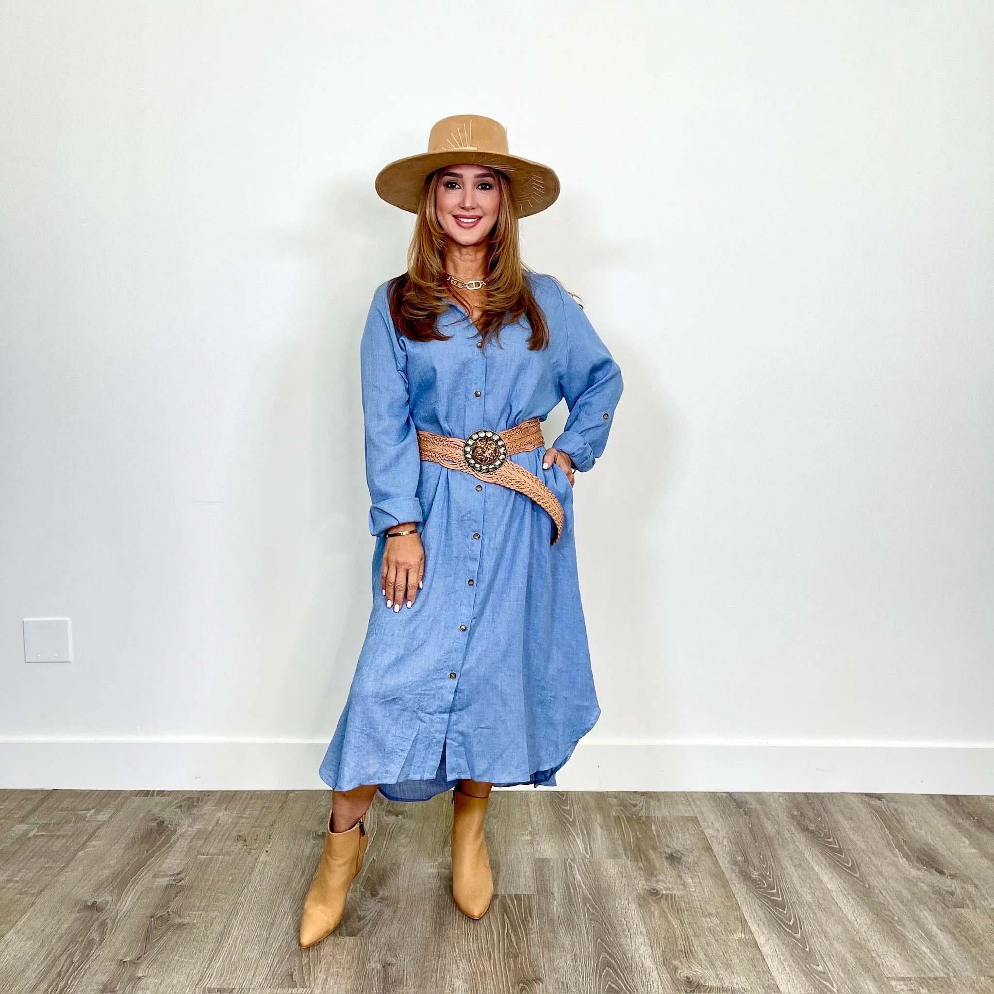 Denim Blue KC Button Down Dress