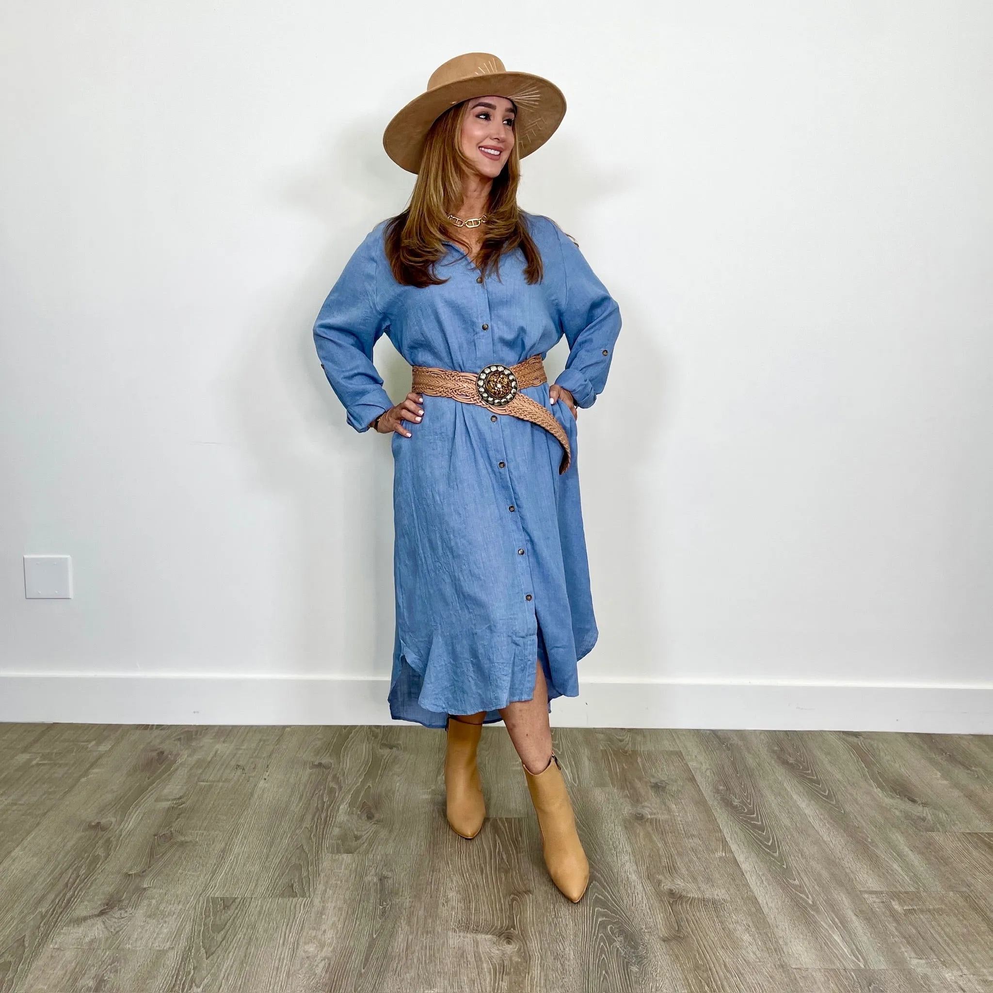 Denim Blue KC Button Down Dress