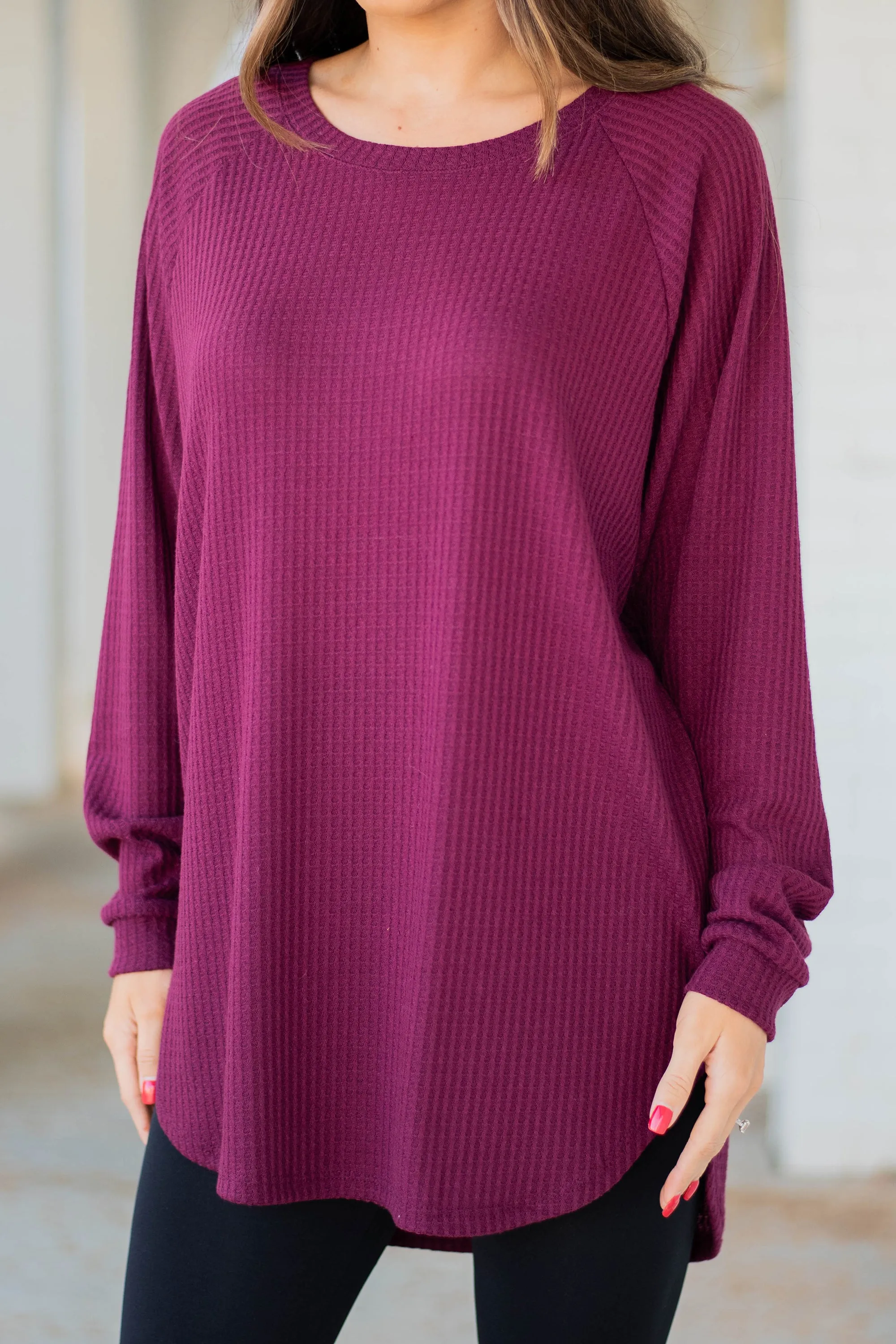 Easy Like Sunday Wine Red Waffle Tunic