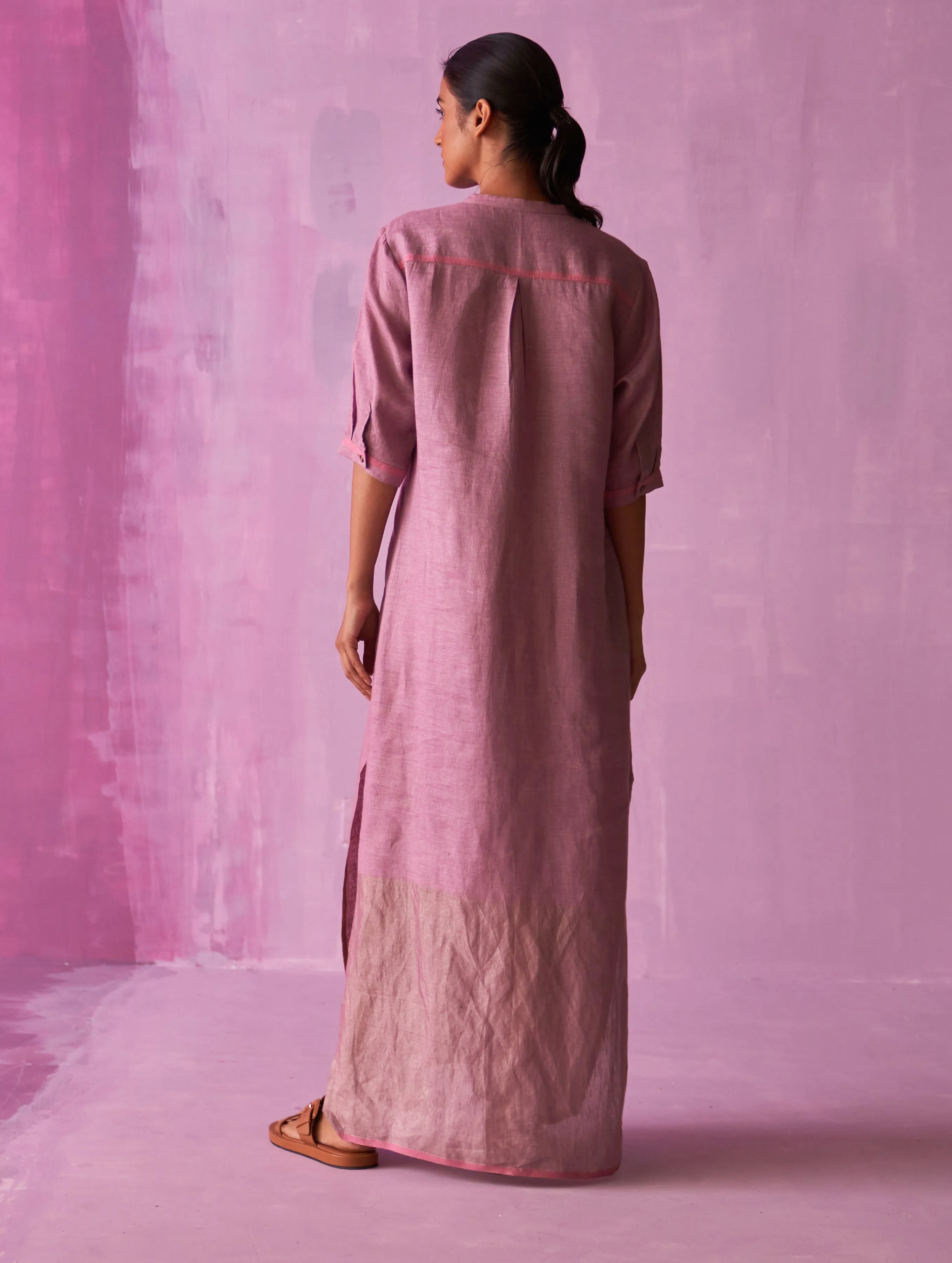 Faiza Metallic Linen Dress - Lavender