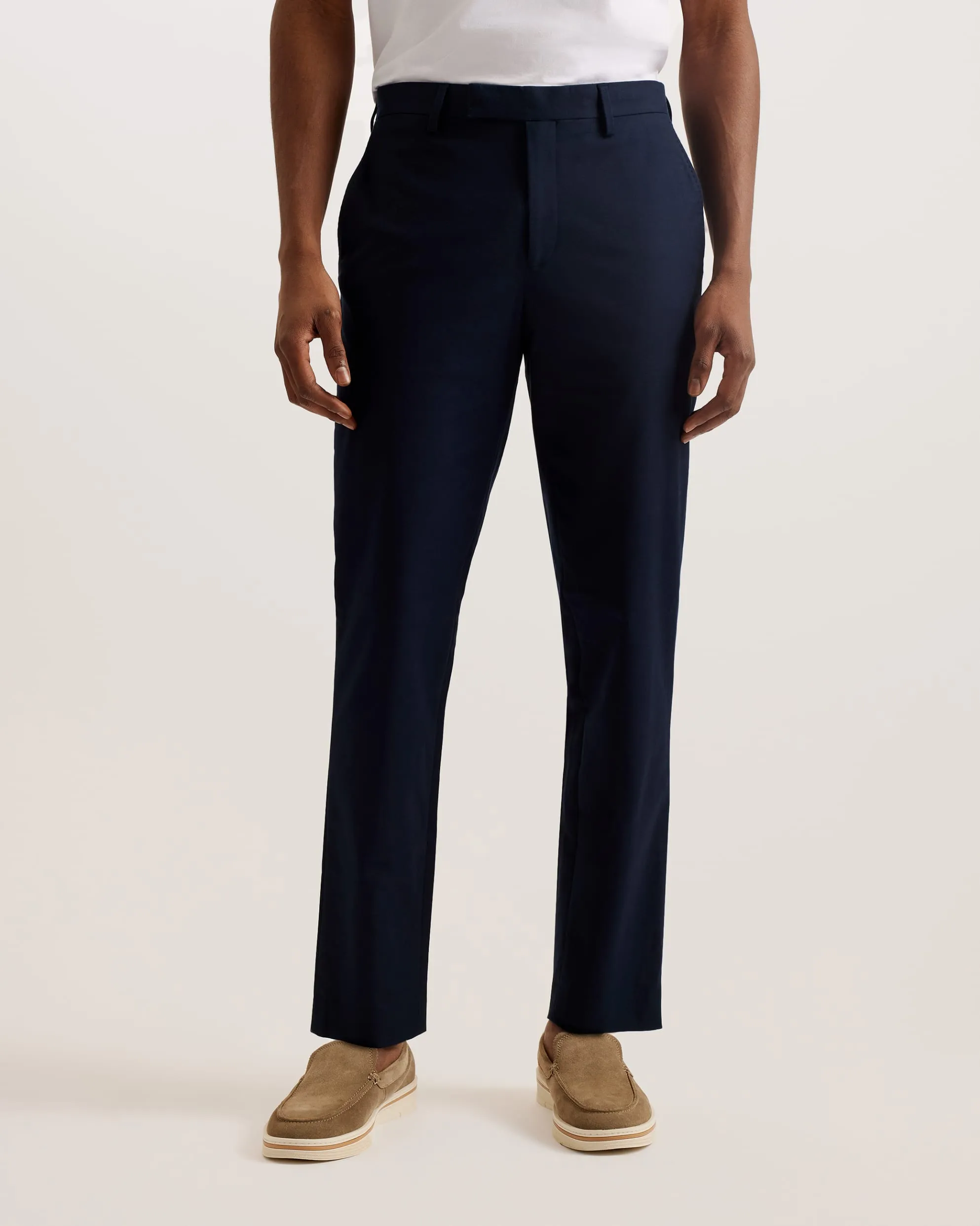 Felixt Slim Fit Cotton Tailored Trousers Navy