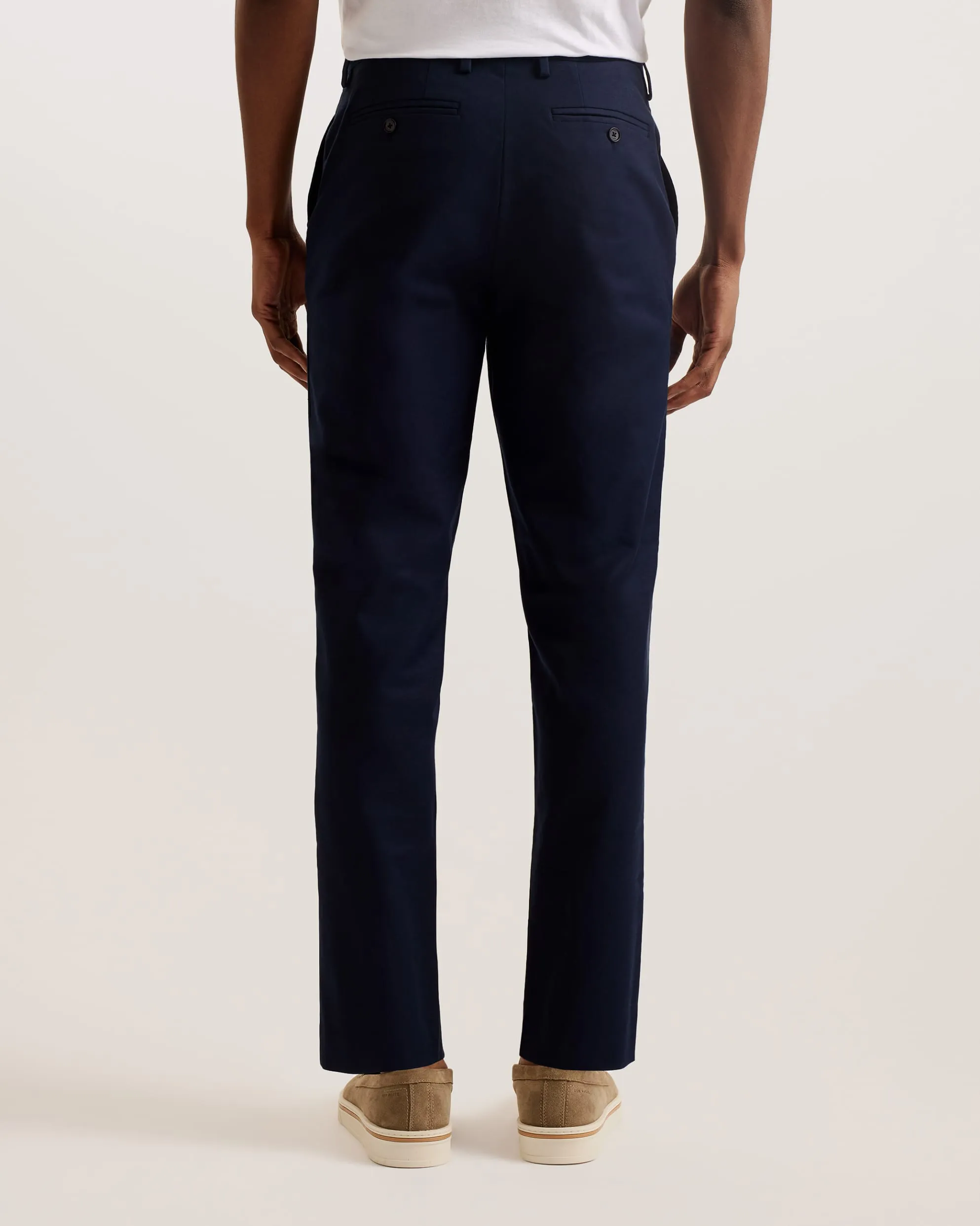 Felixt Slim Fit Cotton Tailored Trousers Navy