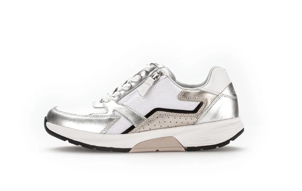 GABOR White & Silver Rolling Soft Trainer 87851