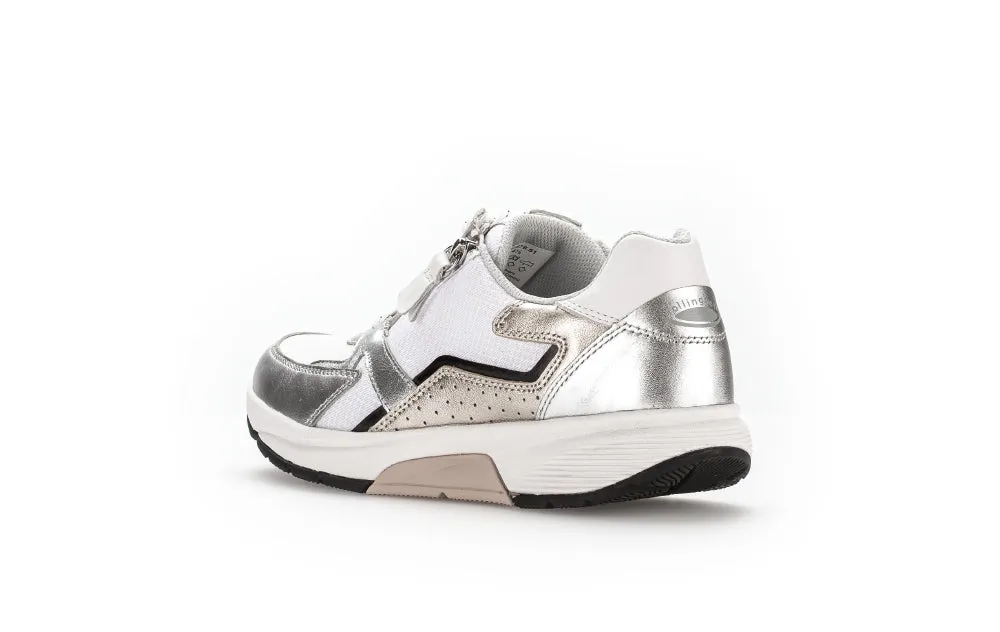 GABOR White & Silver Rolling Soft Trainer 87851