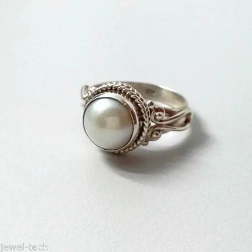 Genuine Fresh Water Pearl handmade Elegant Ring 925 Sterling Solid Silver Jewelry