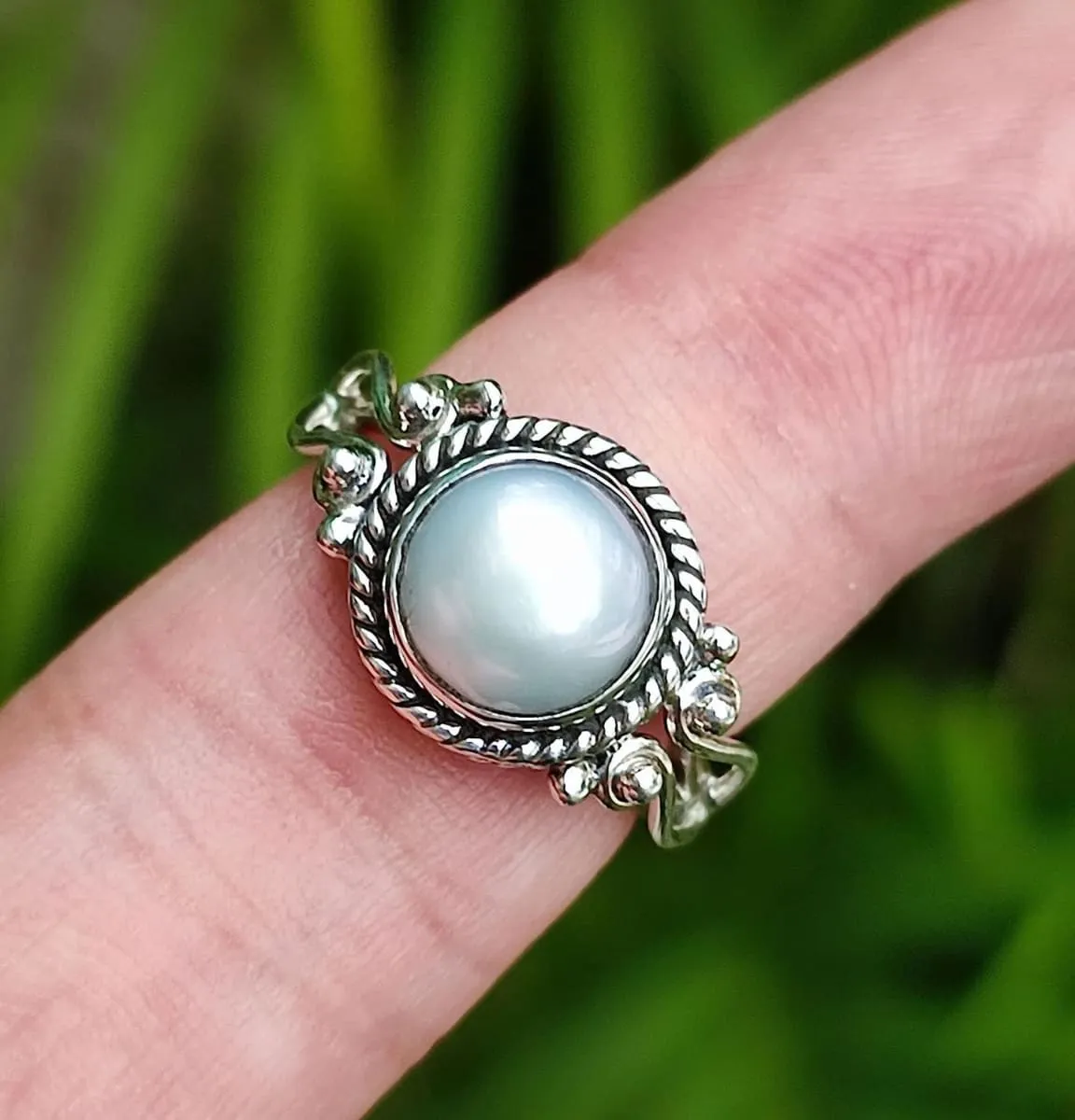 Genuine Fresh Water Pearl handmade Elegant Ring 925 Sterling Solid Silver Jewelry