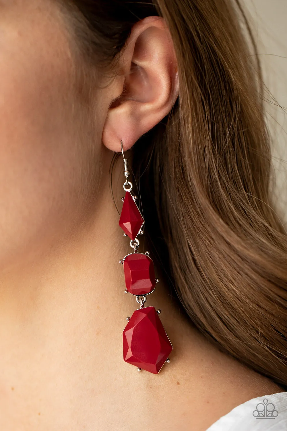 Geo Getaway Red-Earrings