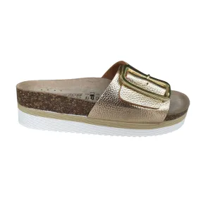 Goldstar women's slipper leather insole with golden buckle GS4836 platinum