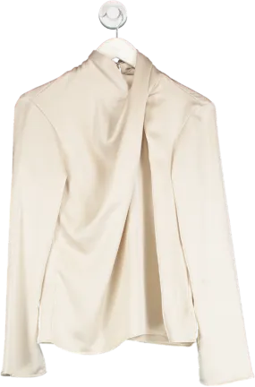 H&M Cream Satin Drape Blouse UK S/M