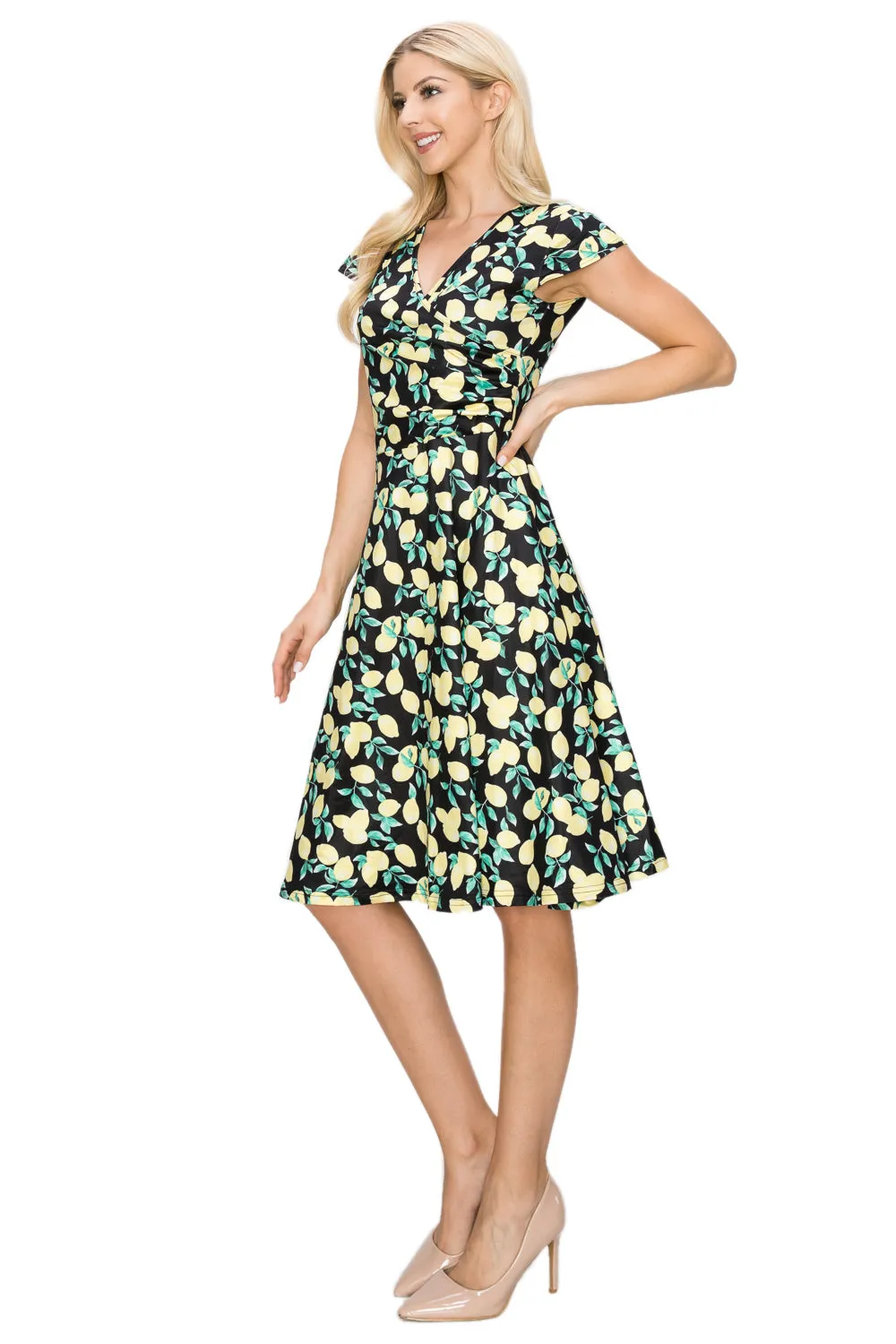 Haute Edition Women's Print V-Neck Skater Dress