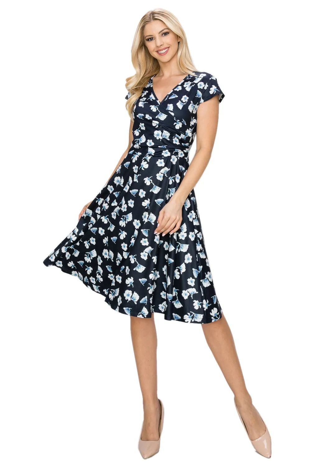 Haute Edition Women's Print V-Neck Skater Dress