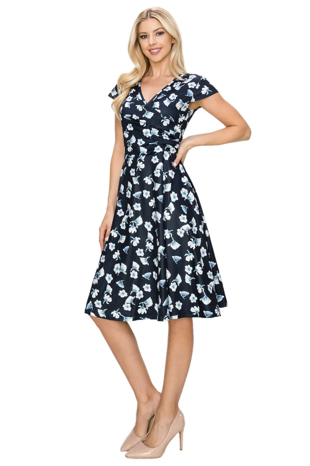 Haute Edition Women's Print V-Neck Skater Dress