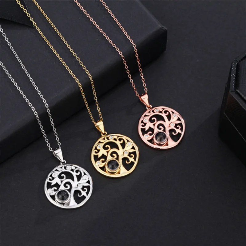 Hollow Tree of Life Necklace with Picture Inside