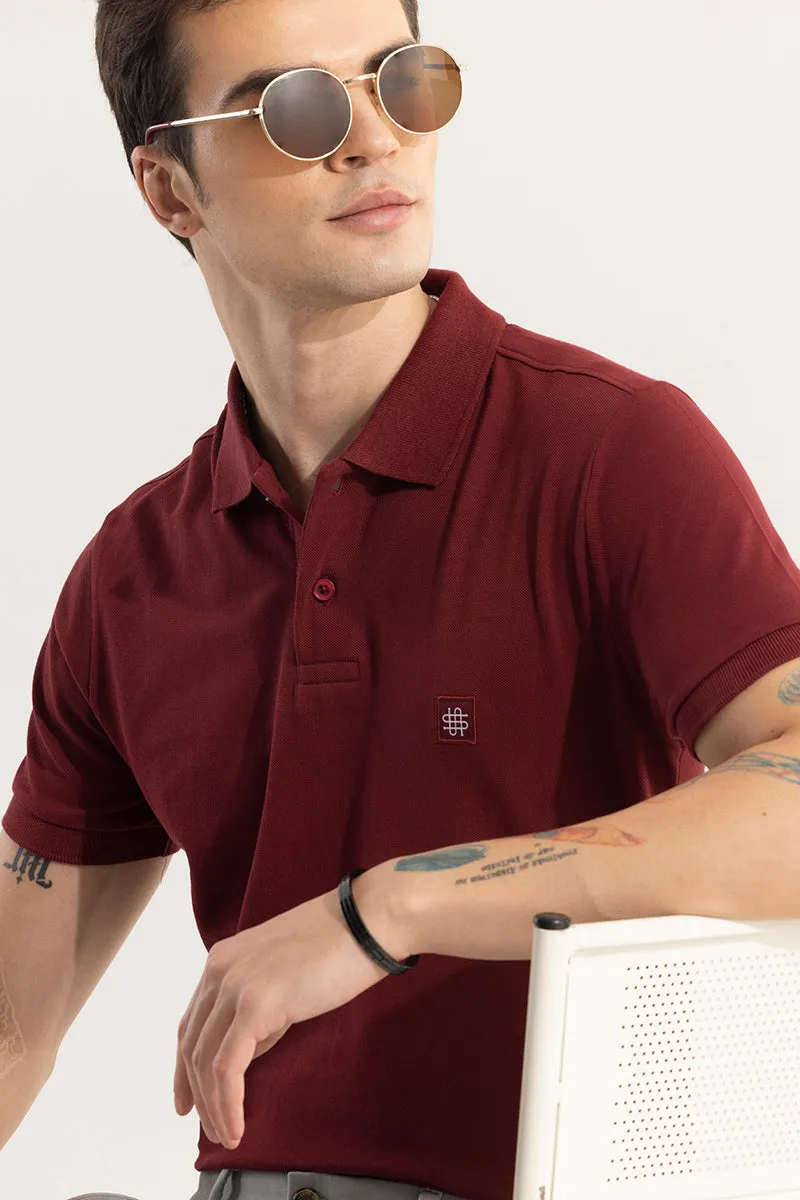 Incise Logo Maroon Polo T-Shirt