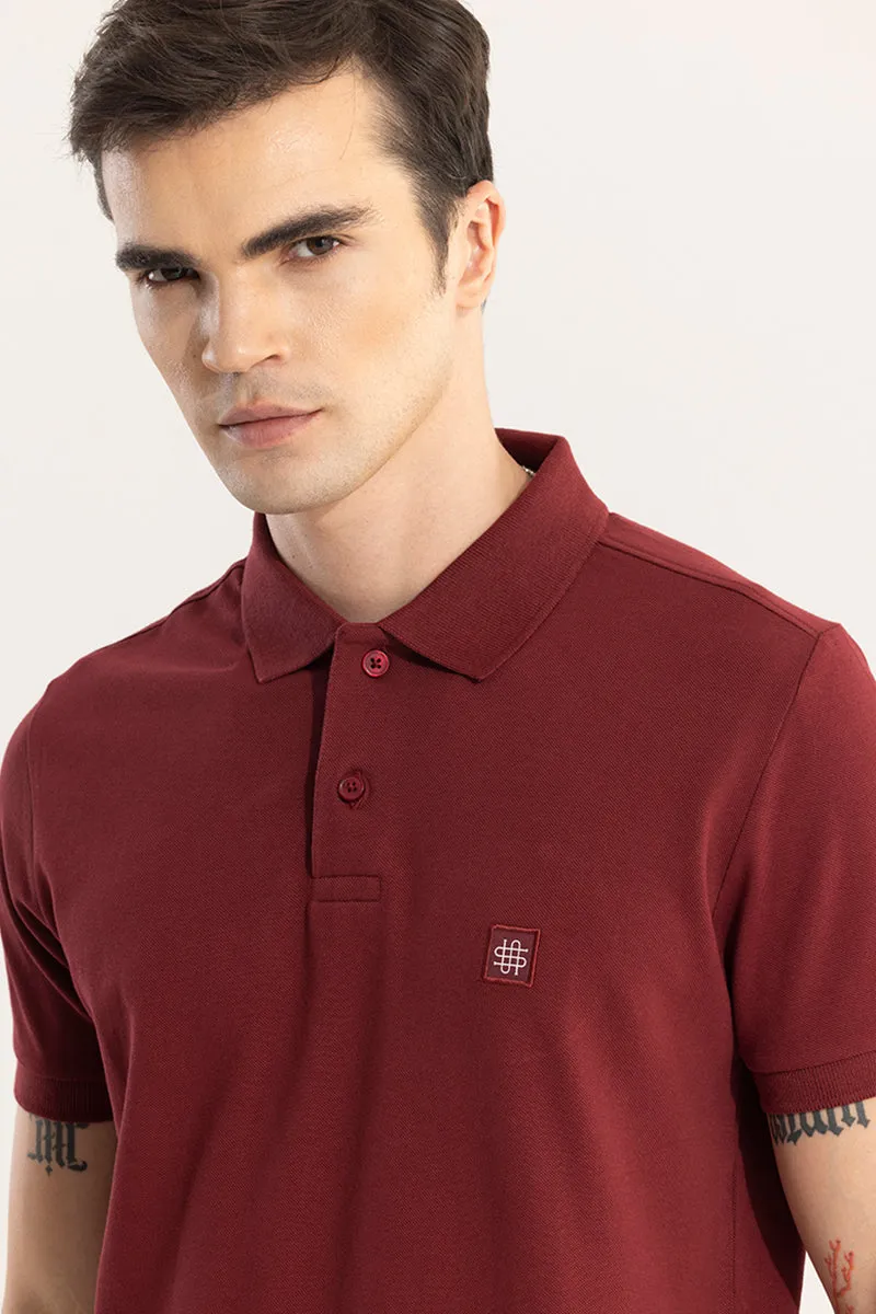 Incise Logo Maroon Polo T-Shirt