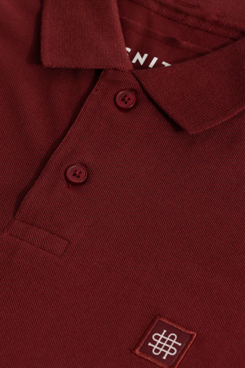 Incise Logo Maroon Polo T-Shirt