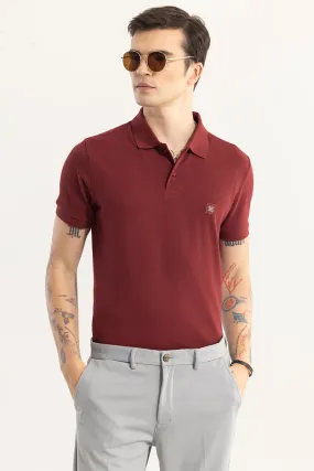 Incise Logo Maroon Polo T-Shirt