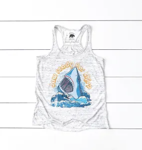 Jaw Ready For This Shark flowy racerback tank top