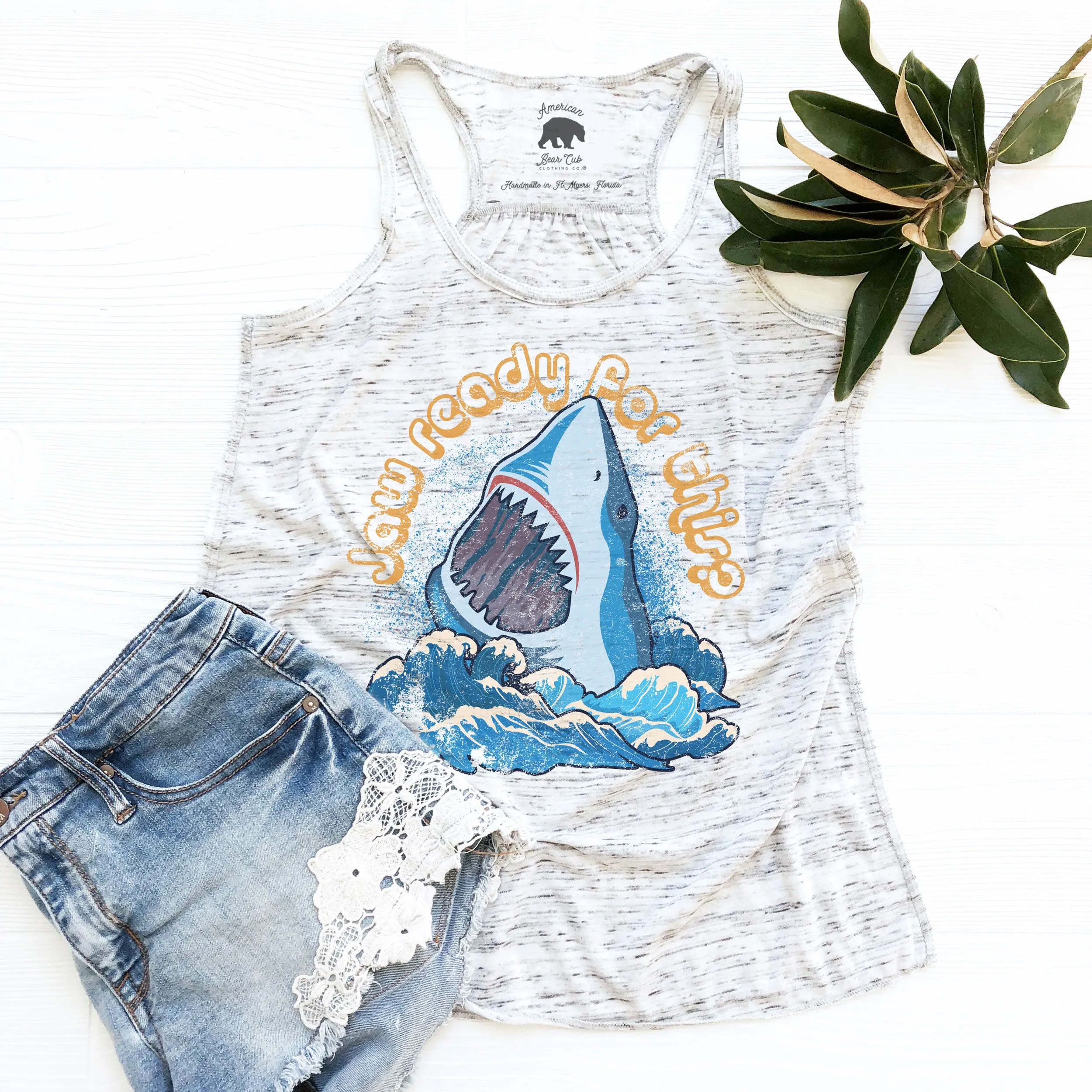 Jaw Ready For This Shark flowy racerback tank top