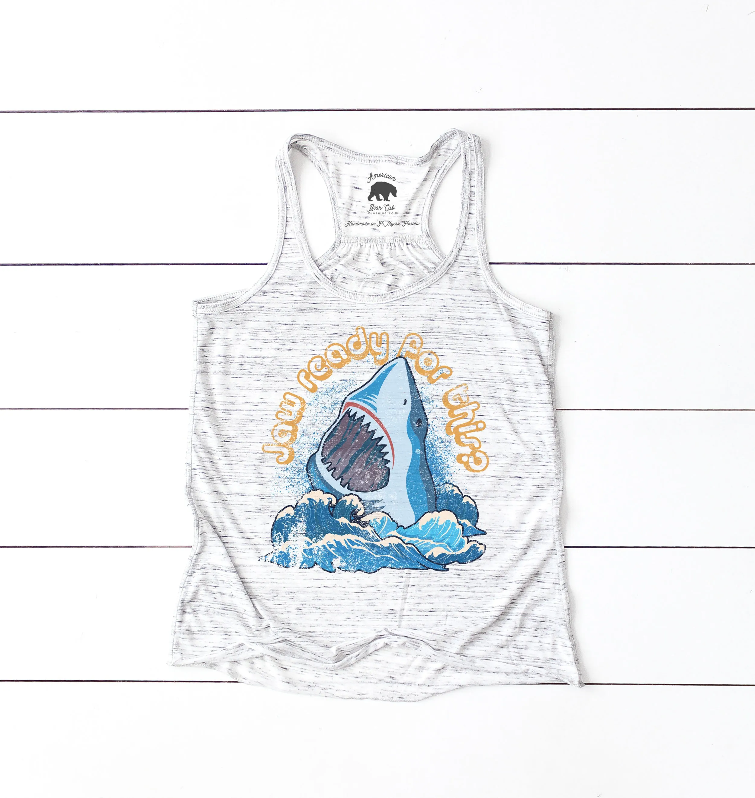 Jaw Ready For This Shark flowy racerback tank top