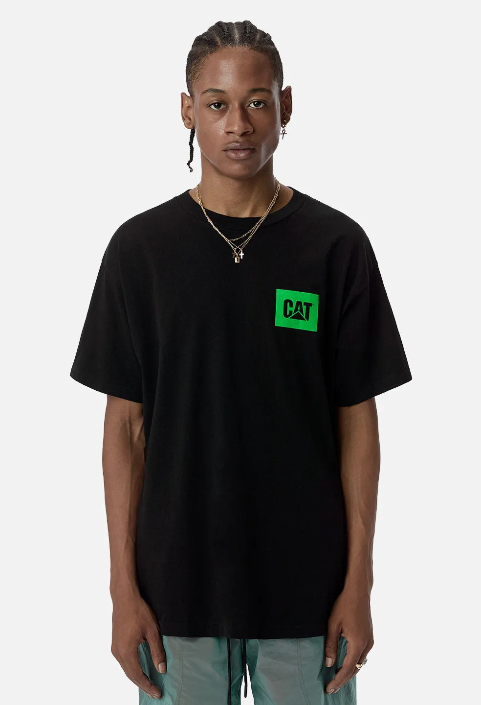 JE X CAT University Logo Tee / Black X Green