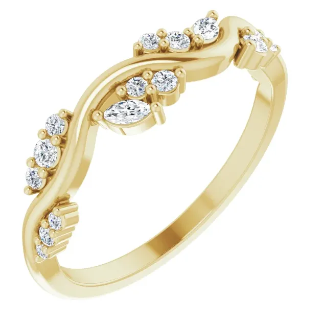 Juliette Round and Marquise Diamond or Moissanite 1/2 Eternity Ice Solitaire 1/6 CTW Band