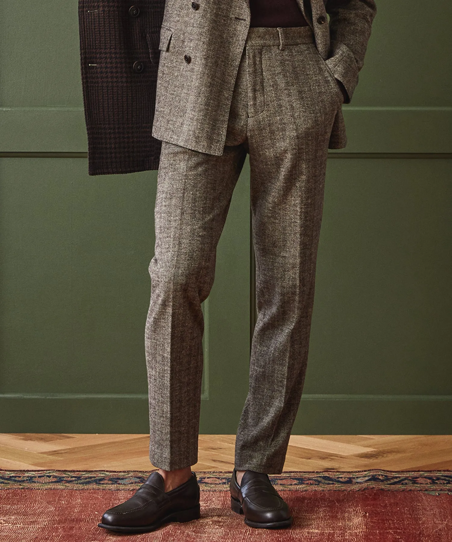 Knit Herringbone Sutton Suit Pant in Ash