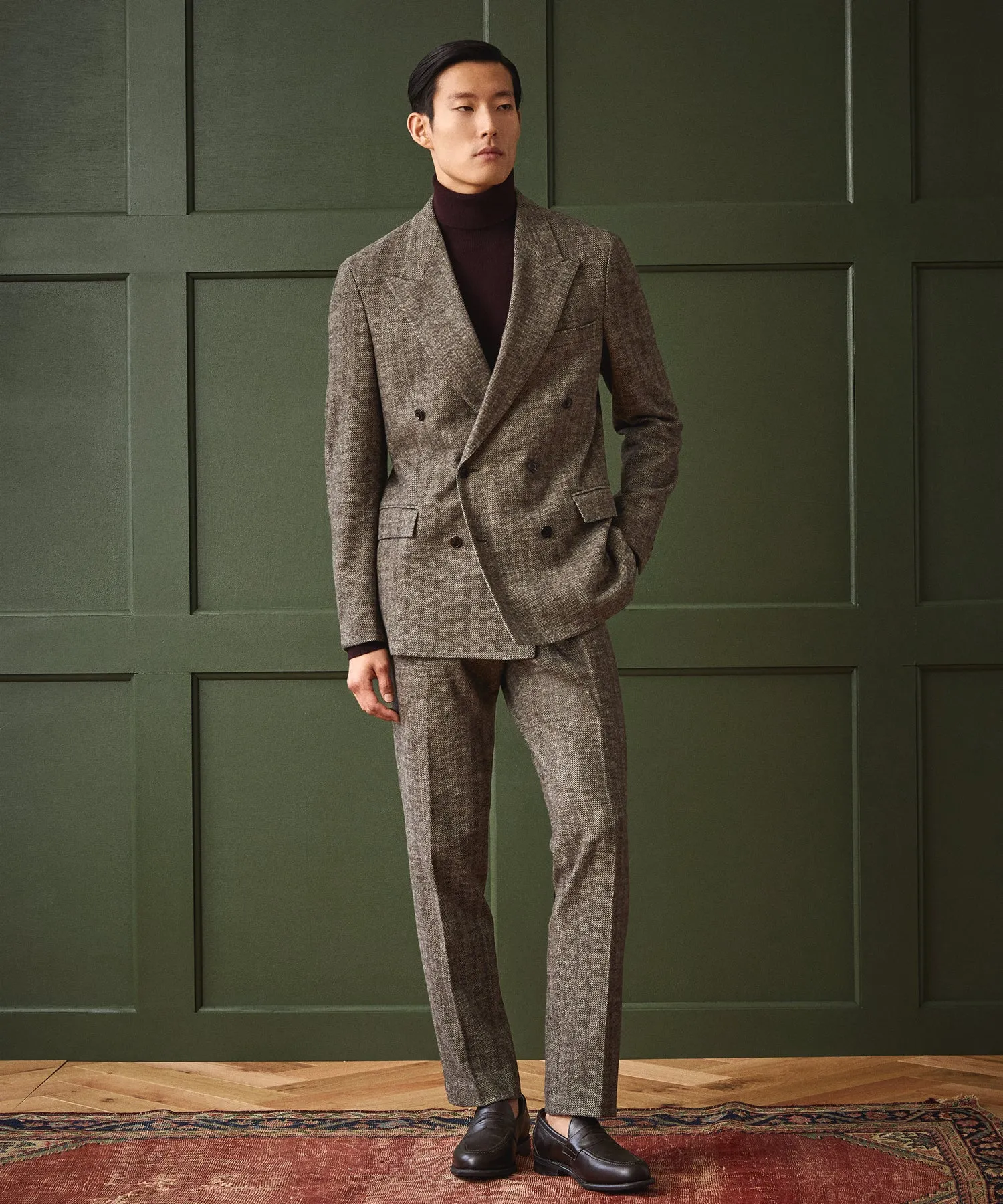 Knit Herringbone Sutton Suit Pant in Ash