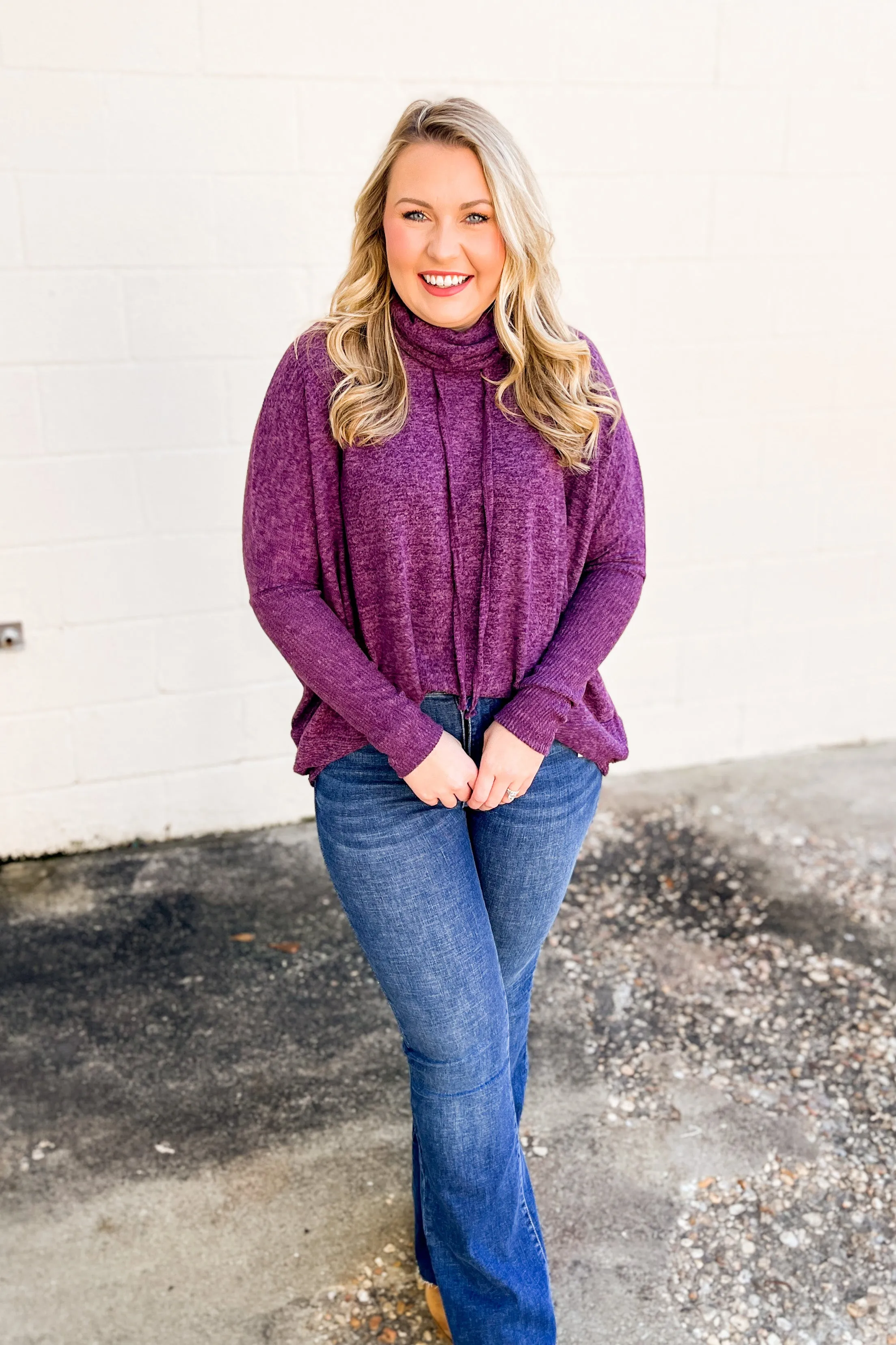 Lacey Cowl Neck Top, Dark Plum