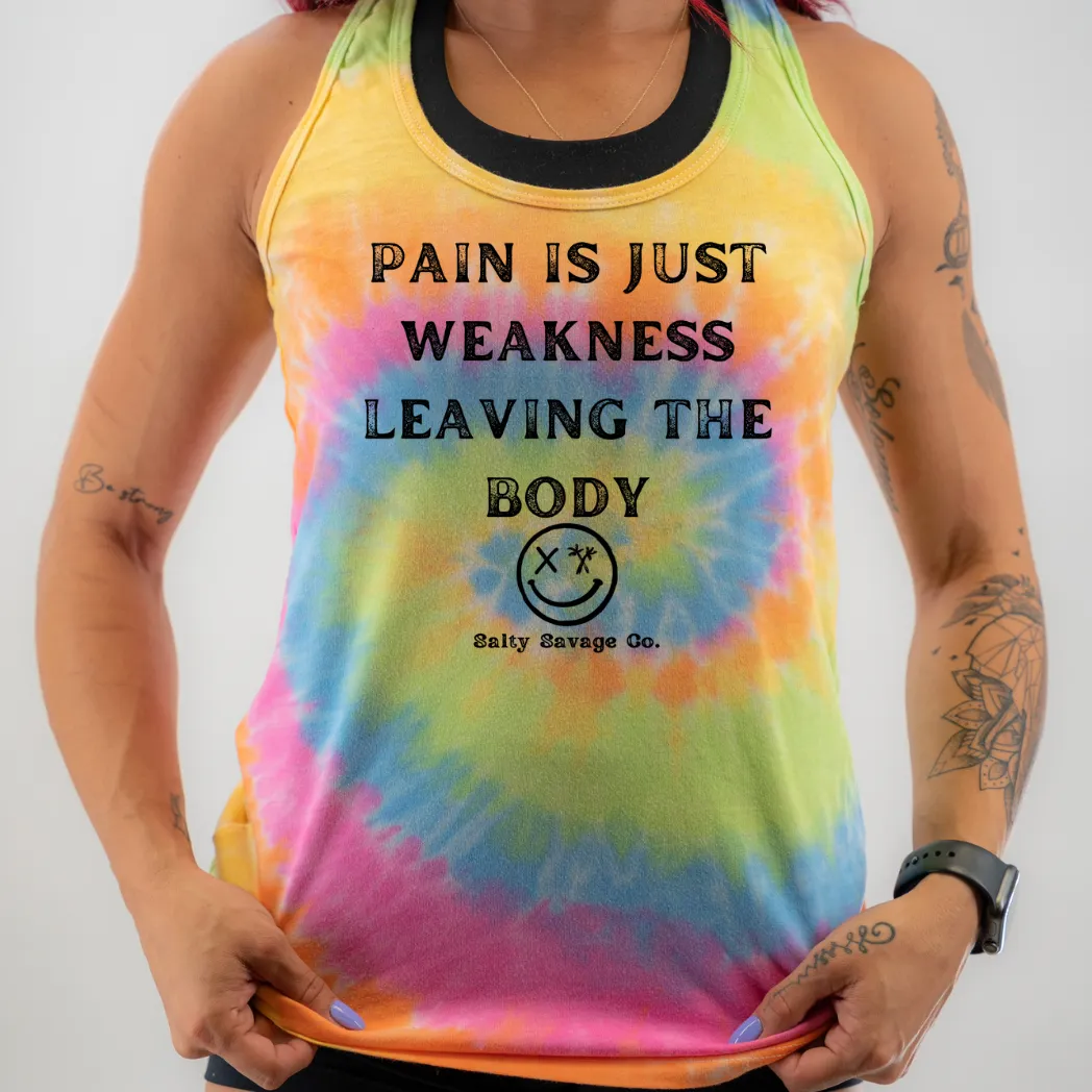 Ladies “Pain Expels Weakness” Racerback Tank | Tie Dye