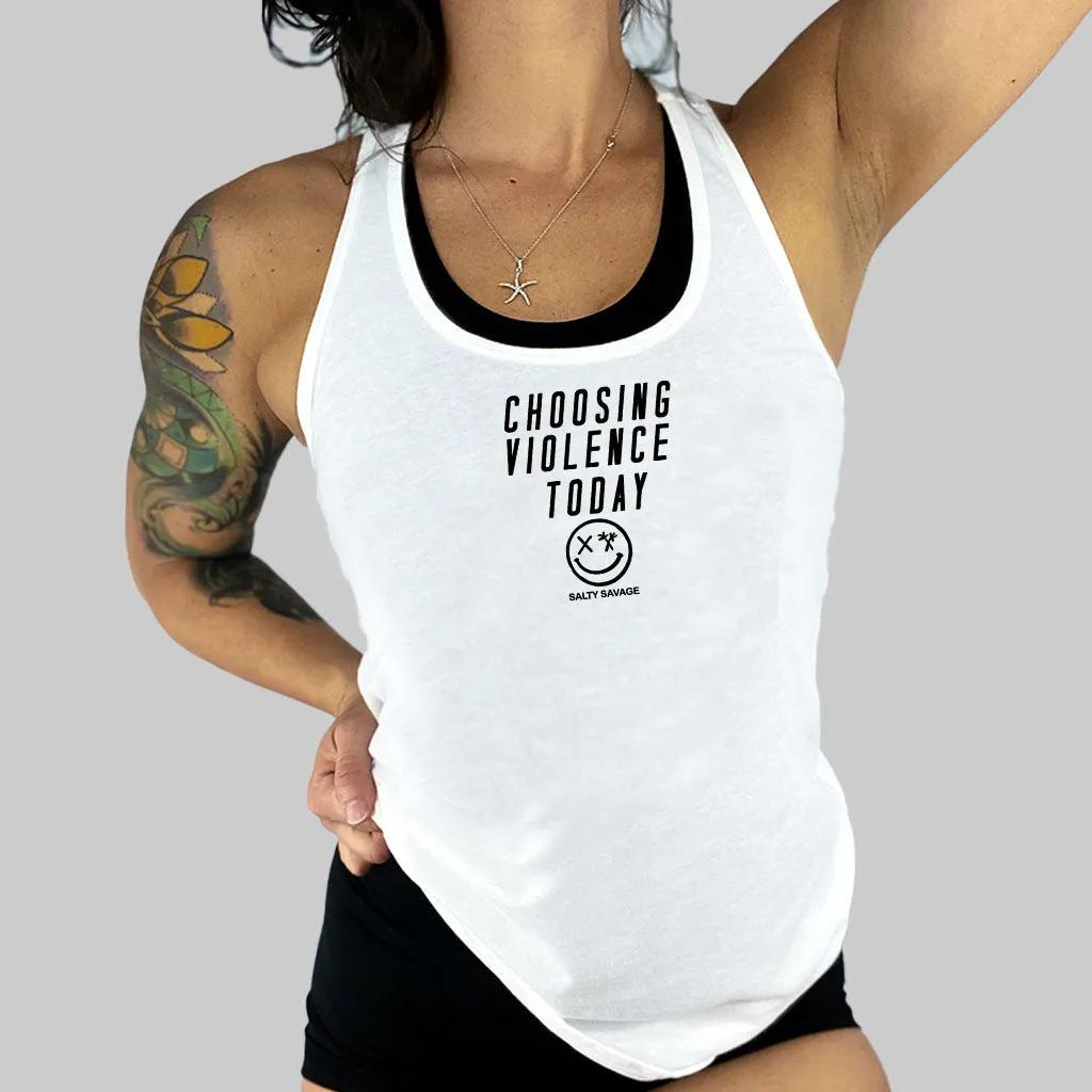 Ladies "Choosing Violence Today" Racerback Tank | Micro