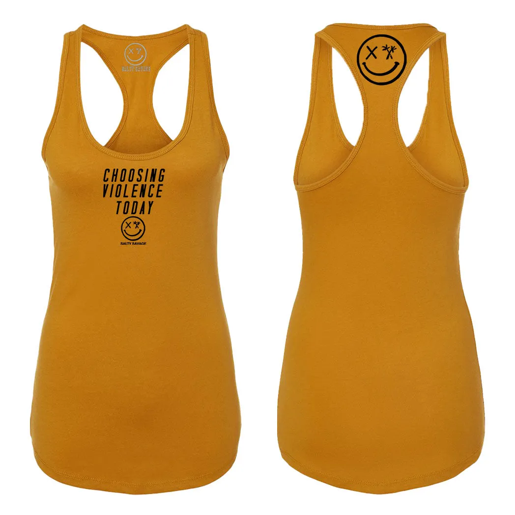 Ladies "Choosing Violence Today" Racerback Tank | Micro