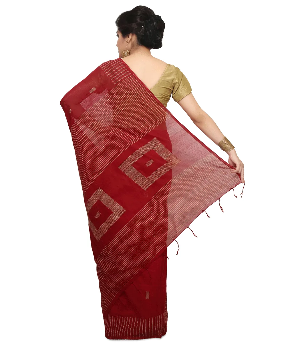 Maroon Bengal Handwoven Saree