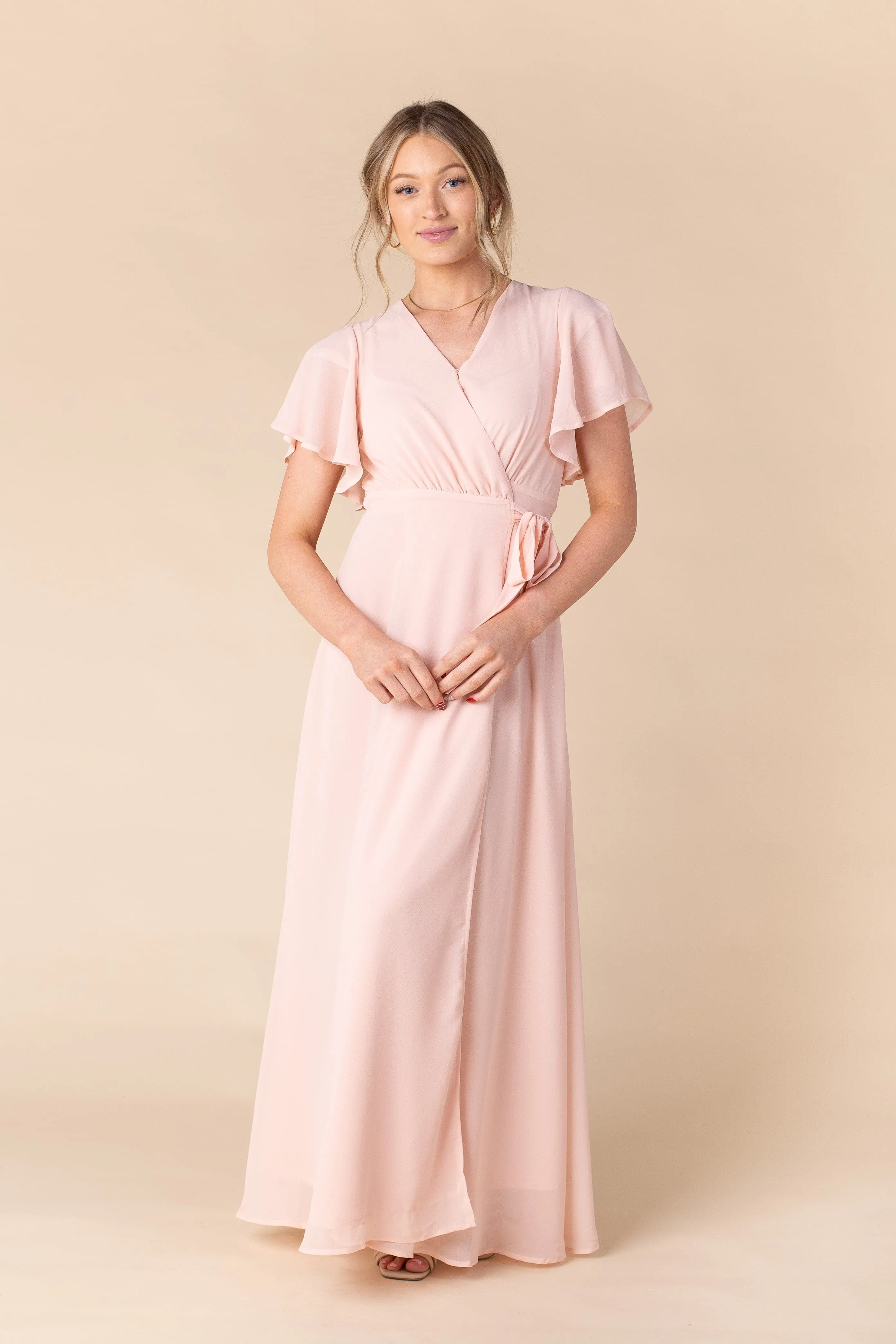 Naples Flutter Sleeve-Peach Blush