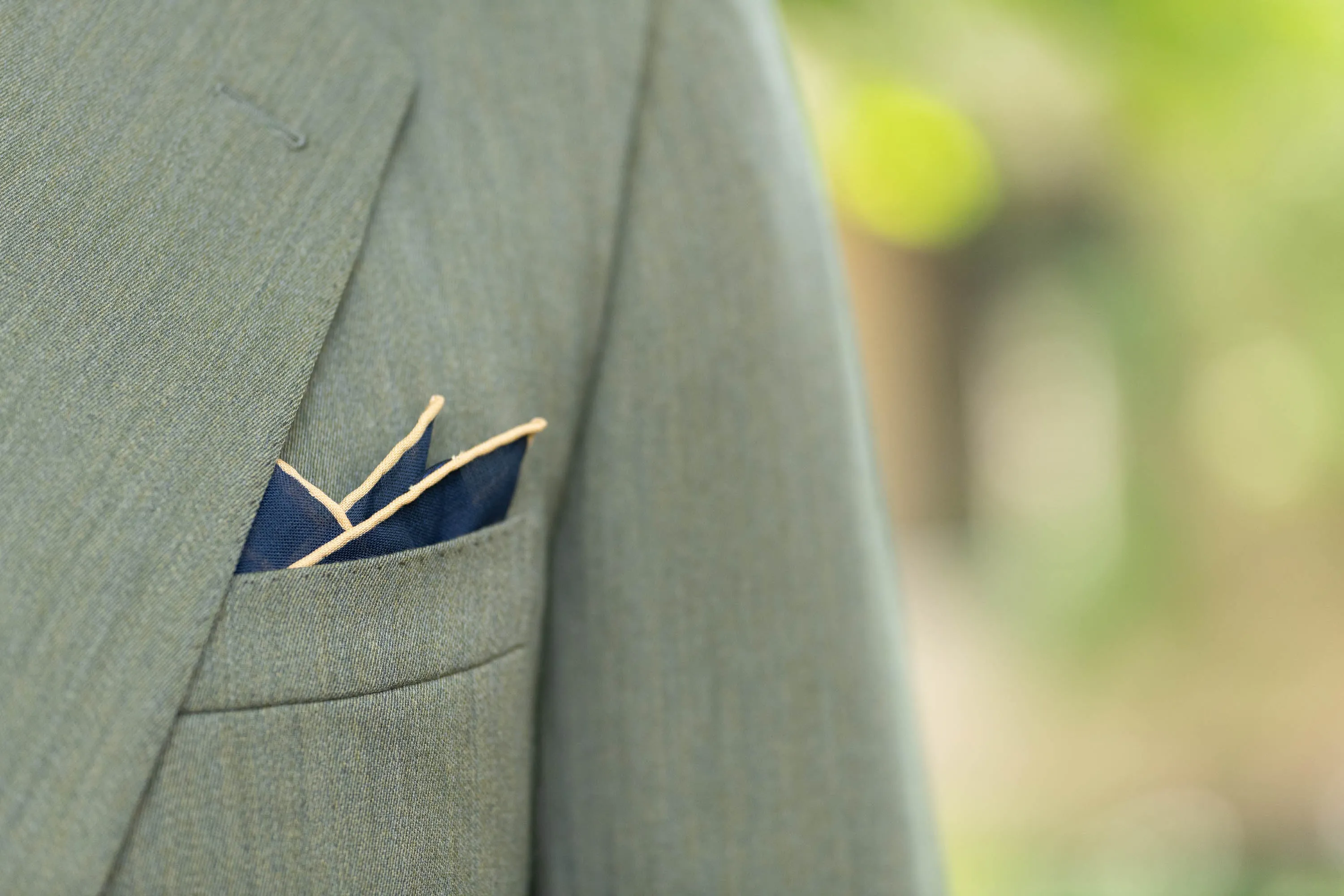 Navy Blue Paisley Silk Wool Pocket Square