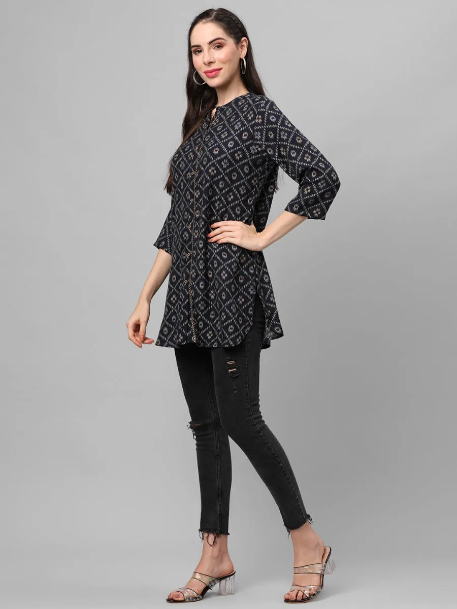 Navy Geometric Printed Tunic