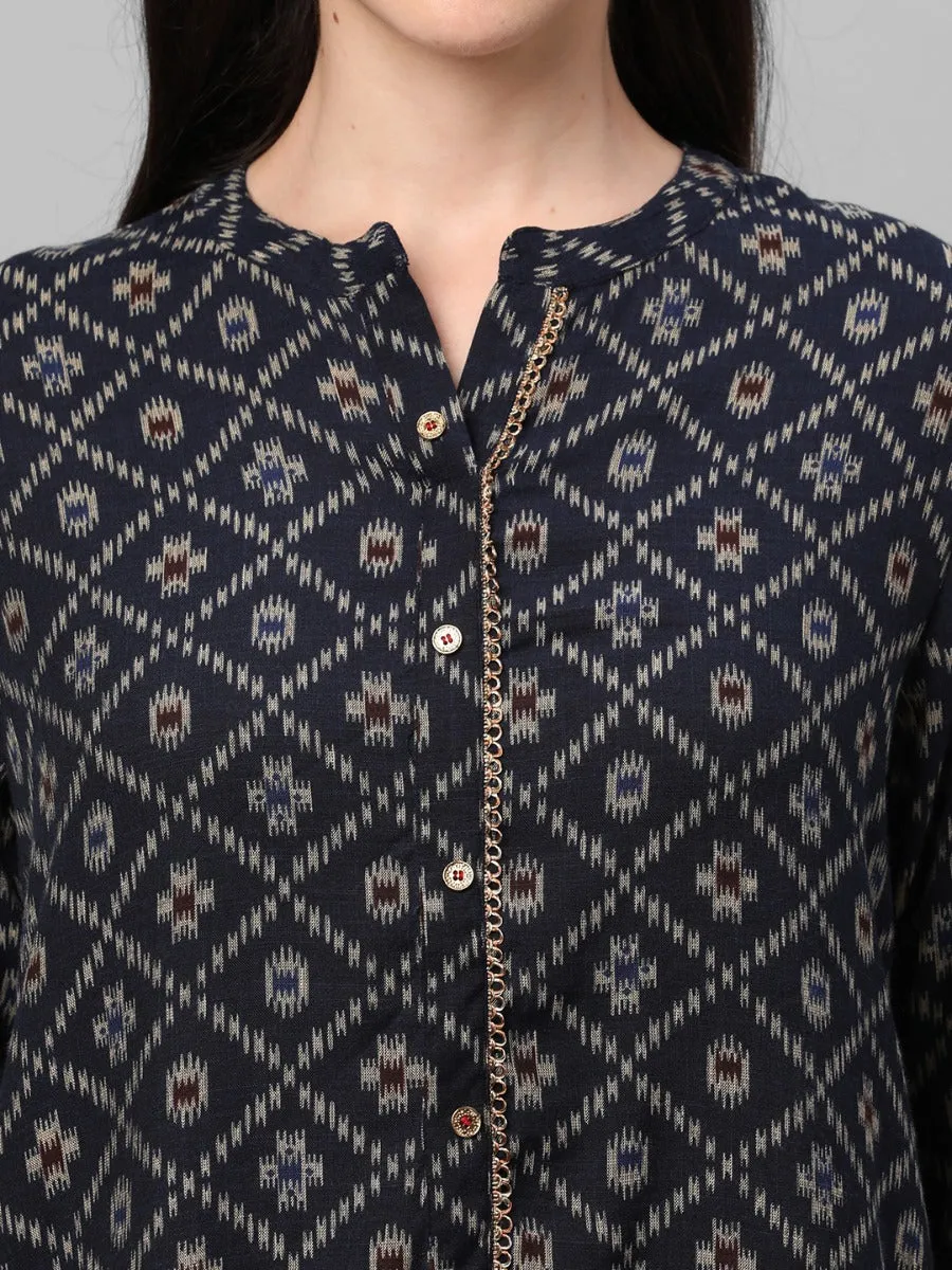 Navy Geometric Printed Tunic