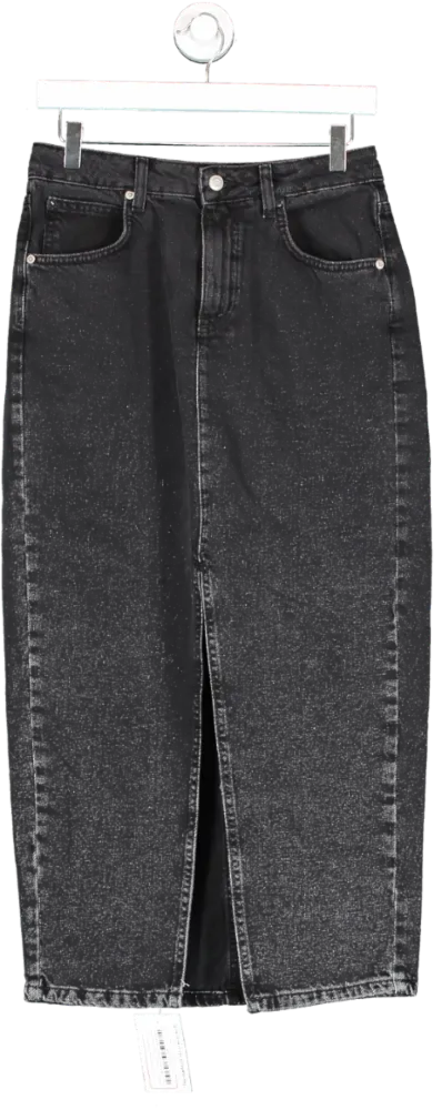 New Look Black Denim High Waist Midi Skirt UK 10