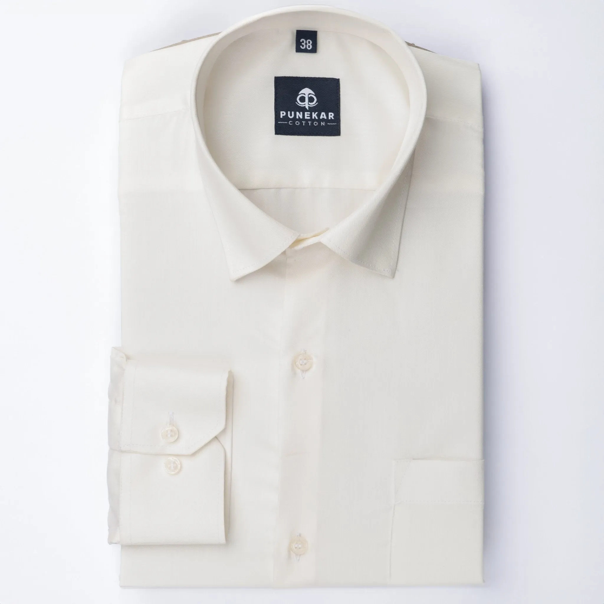 Off White Soft Satin Cotton Shirt For Men