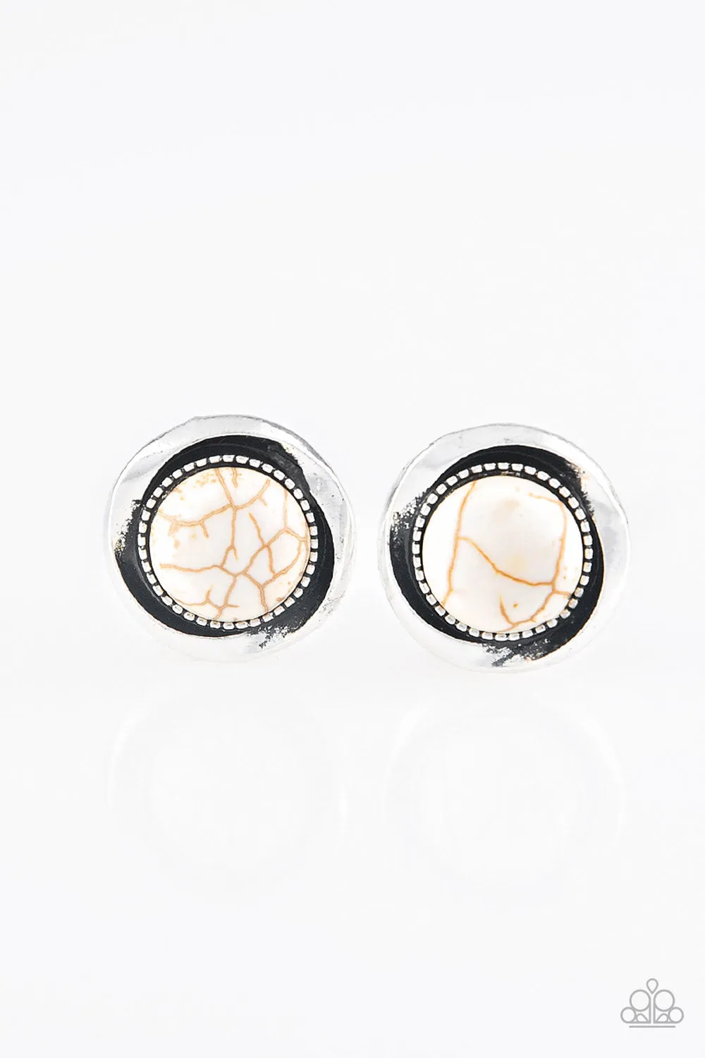 Paparazzi Earring ~ Out Of This Galaxy - White Stud Paparazzi