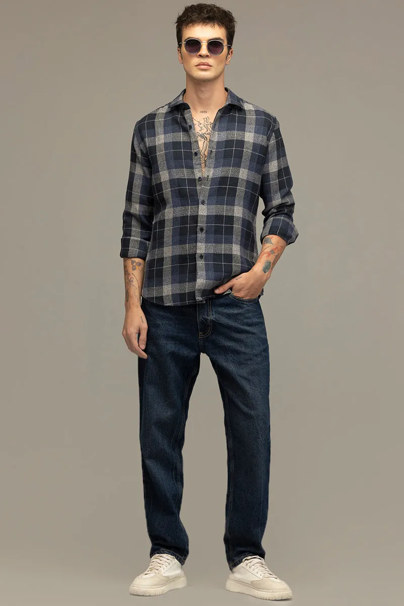 Patchwork Checks Blue Shirt