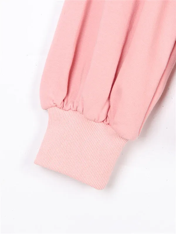 Pink Fake Two Piece Pullover Sweatshirt