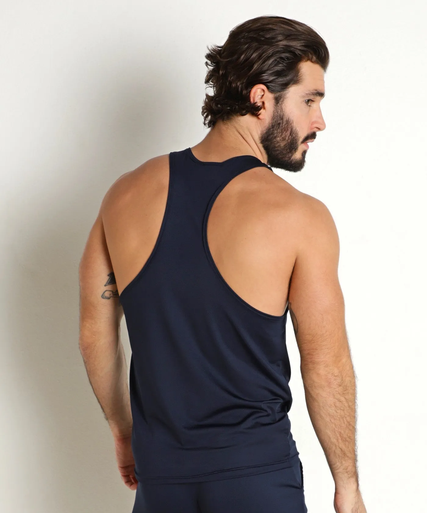 Pique Mesh Performance Workout Tank Top (Navy)