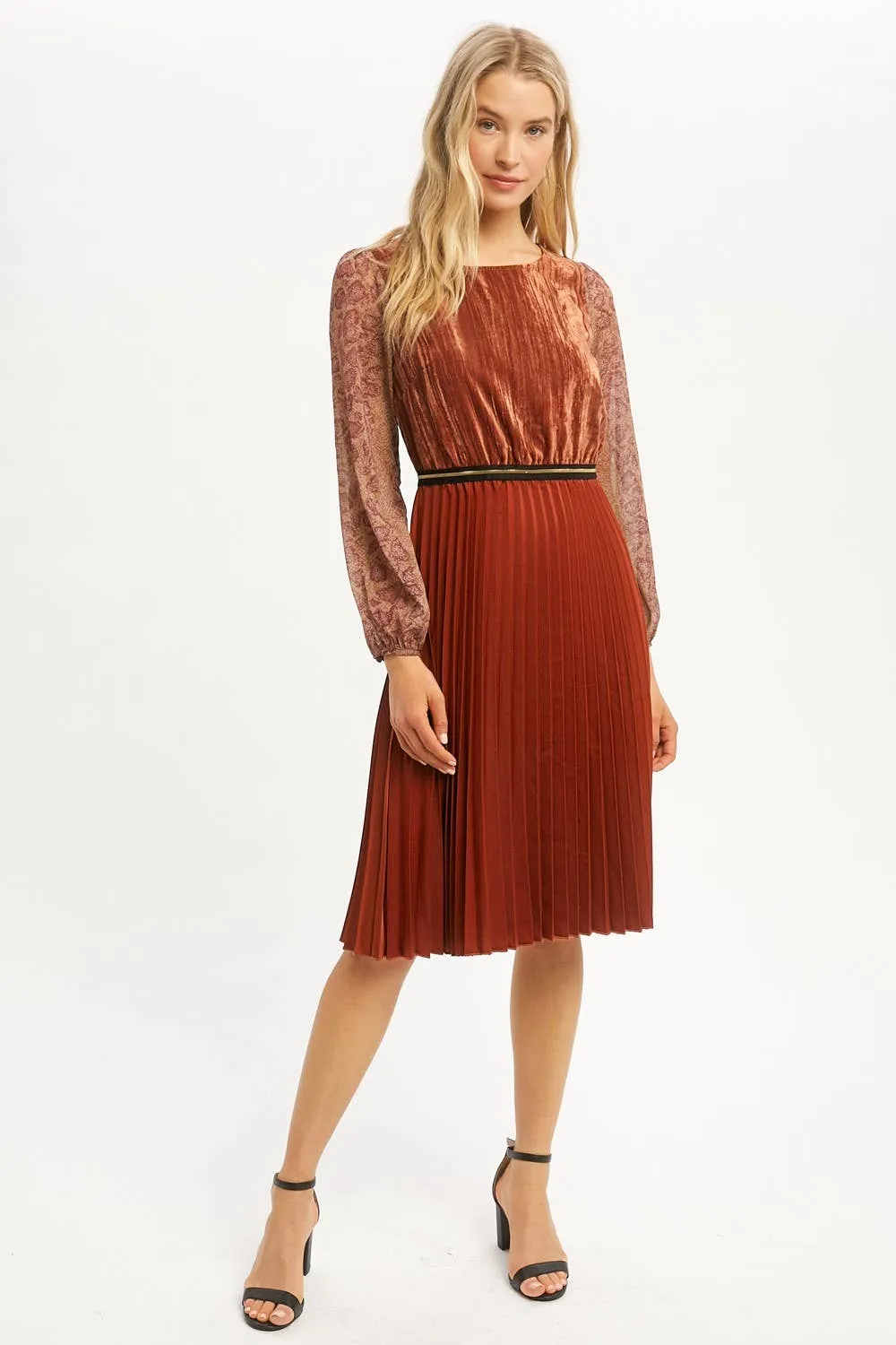 Pleated Dress: Chili