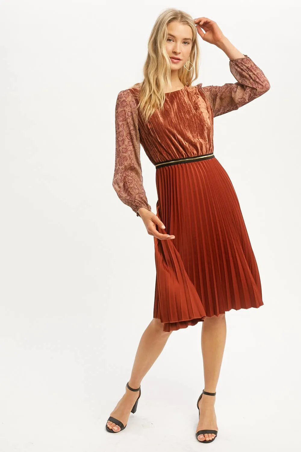 Pleated Dress: Chili