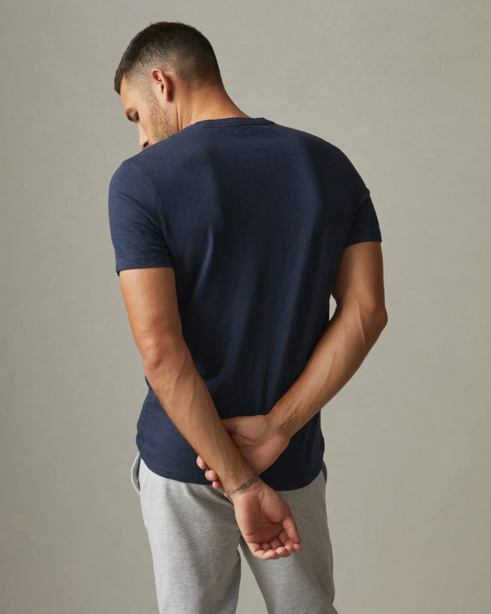 Premium Slub V-Neck Tee - Navy