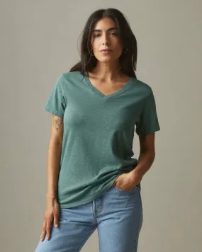 Premium Slub V-Neck Tee - Sagebrush Green